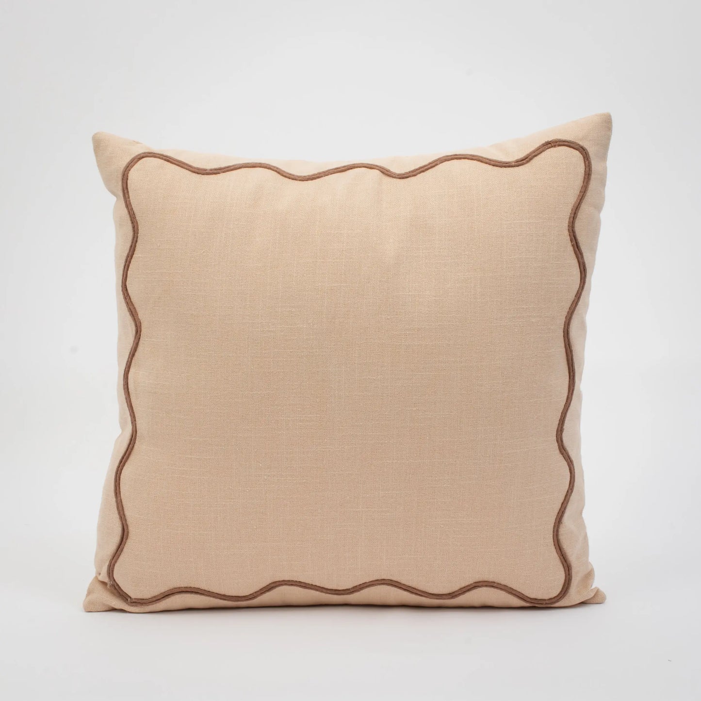 Scalloped Cotton Cushion Nude - GigiandTom