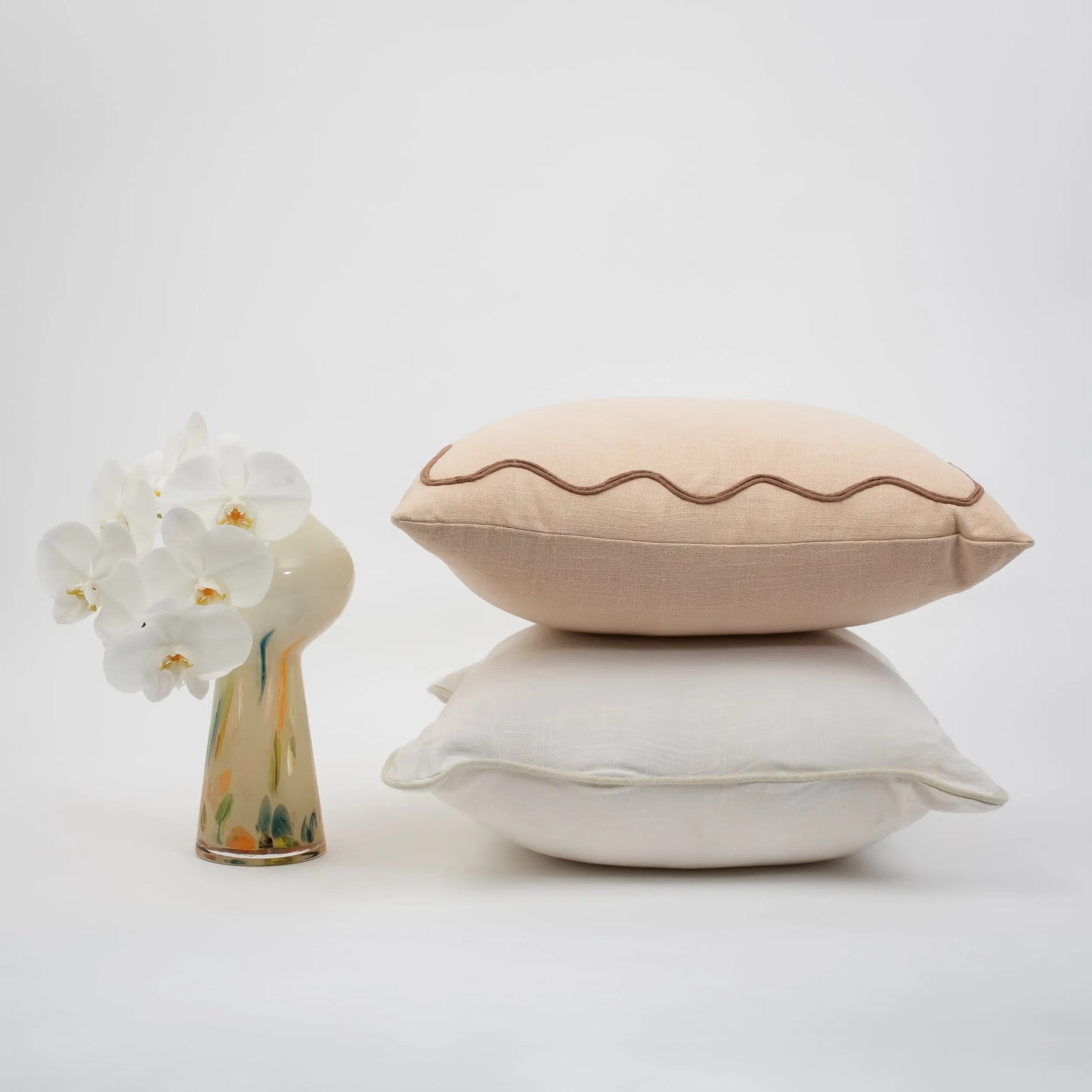 Scalloped Cotton Cushion Nude - GigiandTom