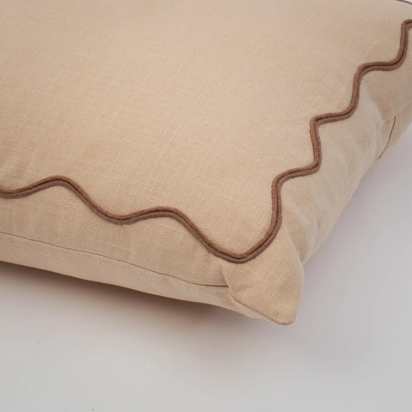 Scalloped Cotton Cushion Nude - GigiandTom