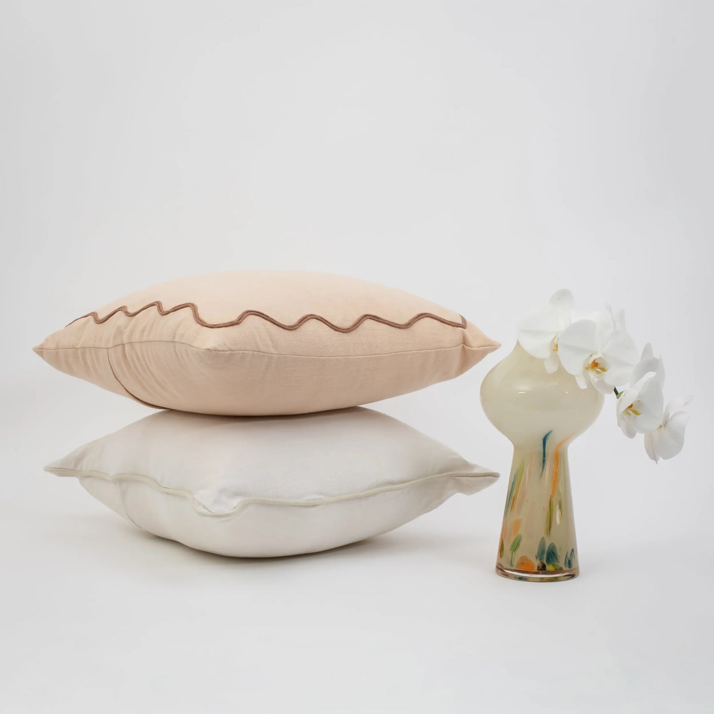 Scalloped Cotton Cushion Nude - GigiandTom