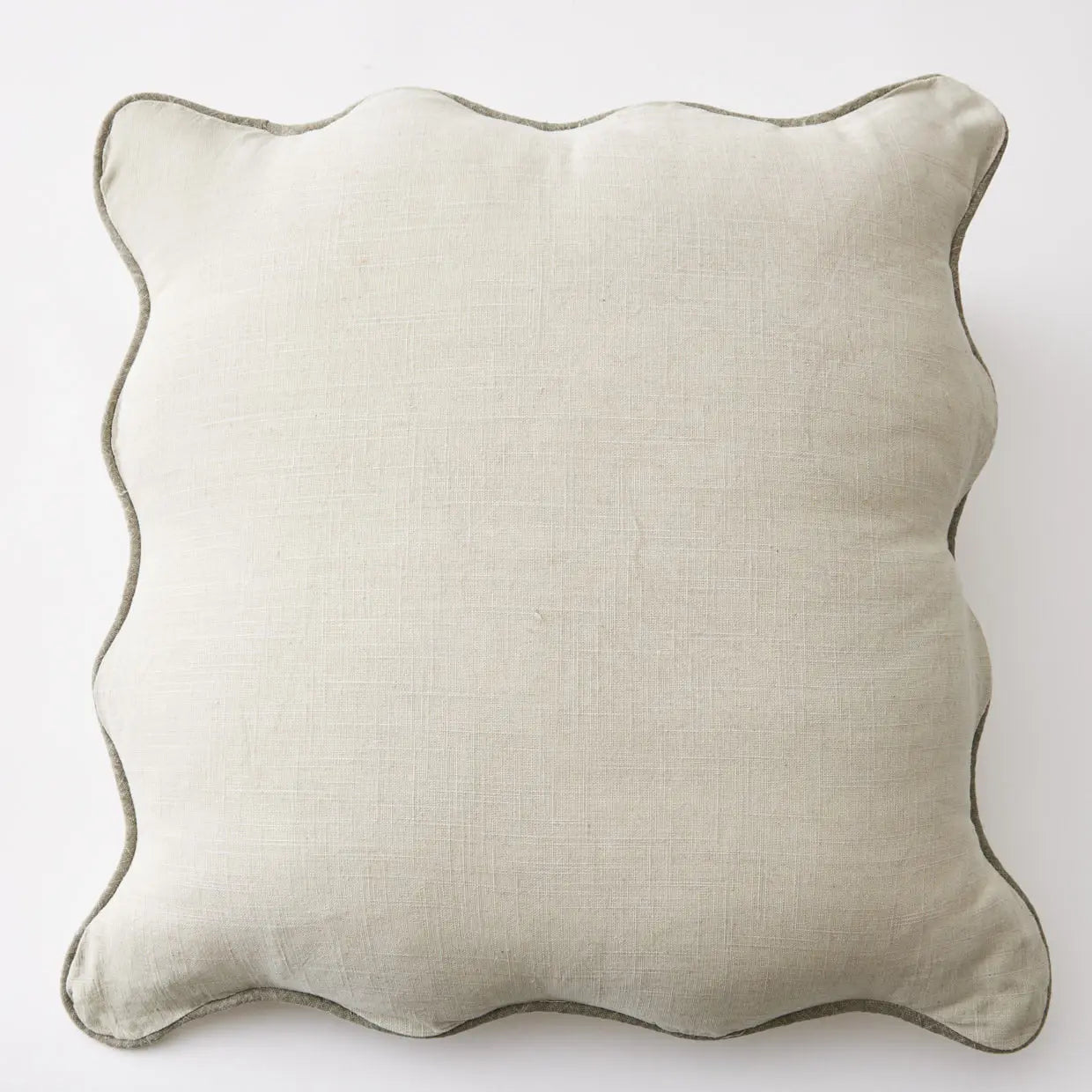 Scalloped Cotton Cushion Sage - GigiandTom