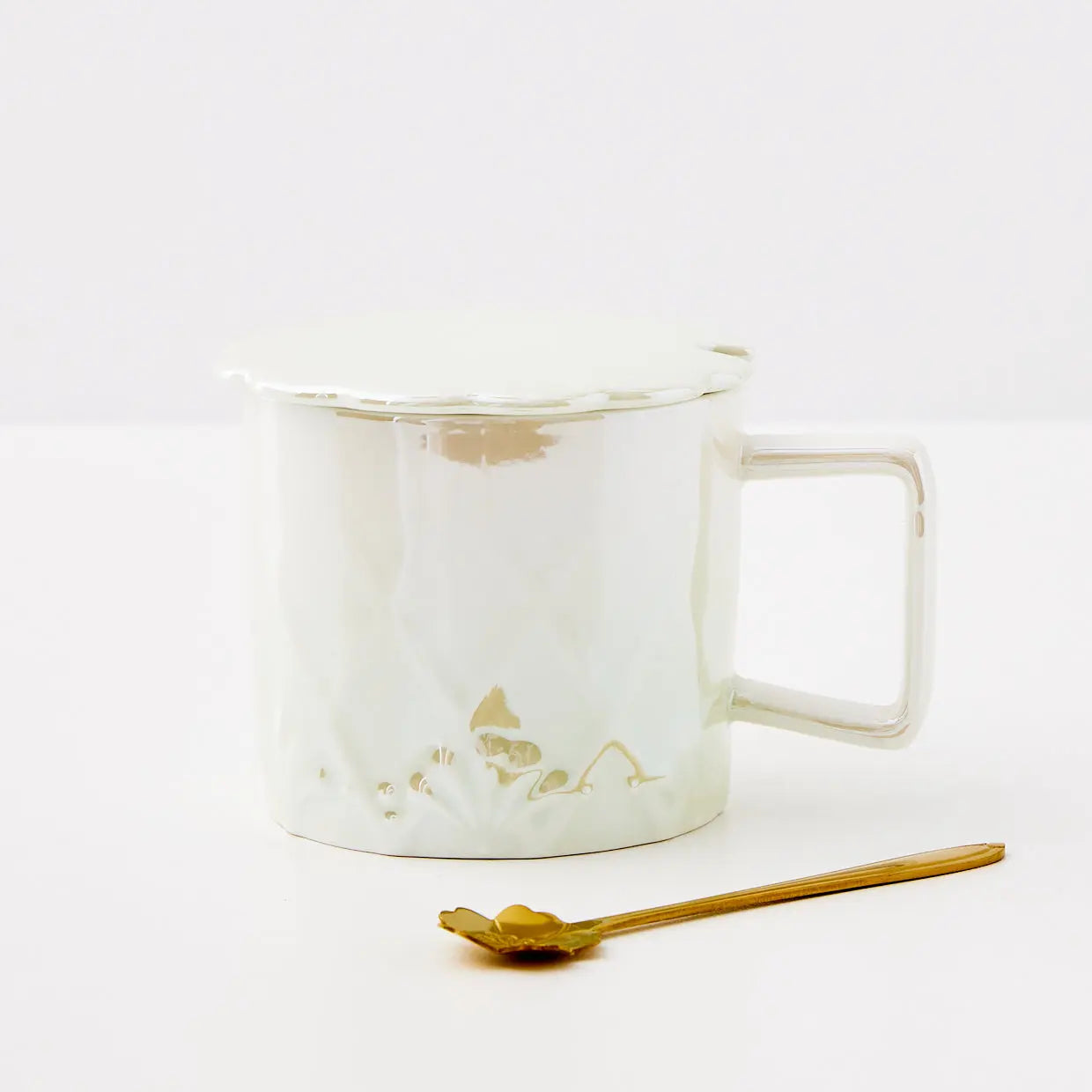Scalloped Lidded Mug & Spoon Green - GigiandTom