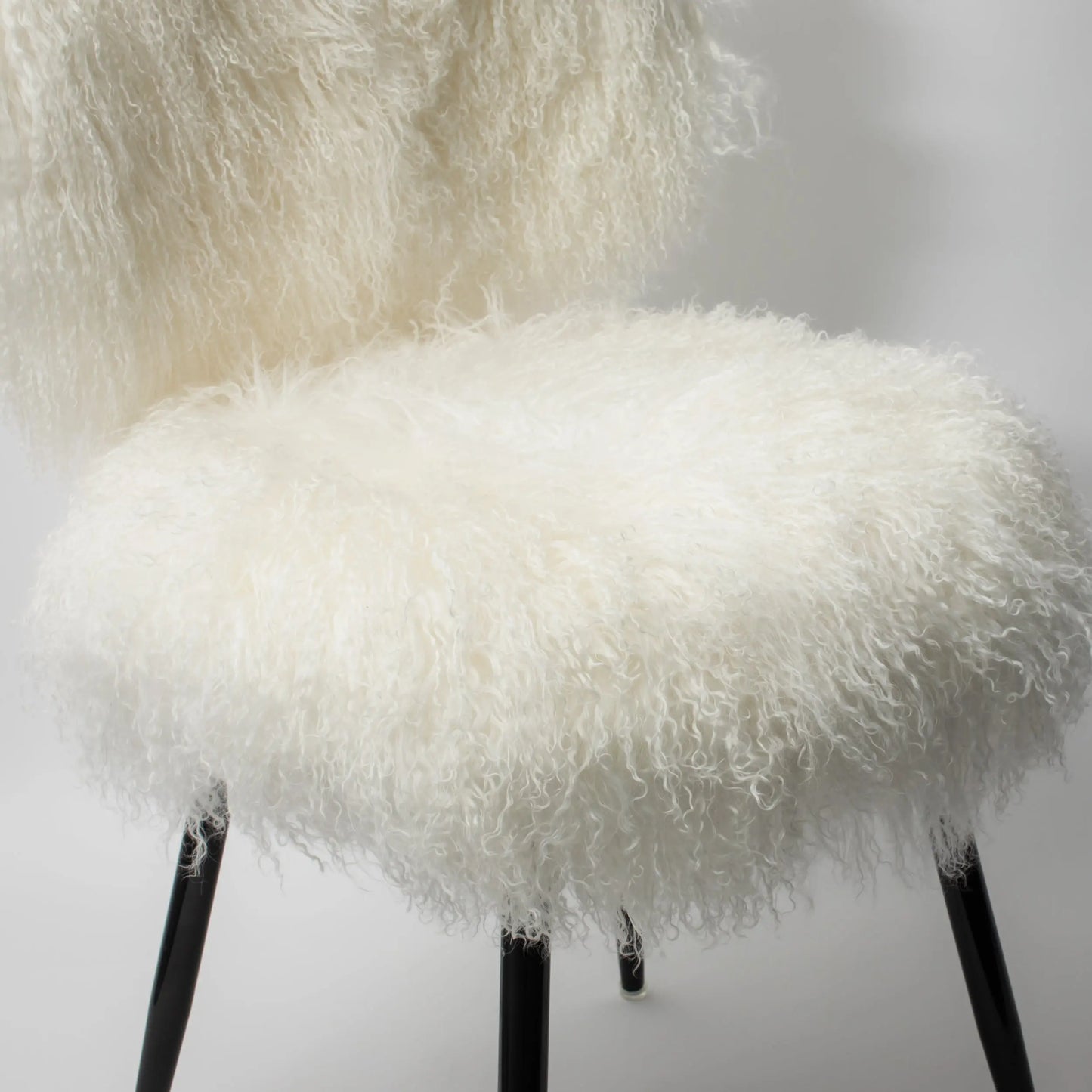 Shag Mohair Accent Chair Off White - GigiandTom