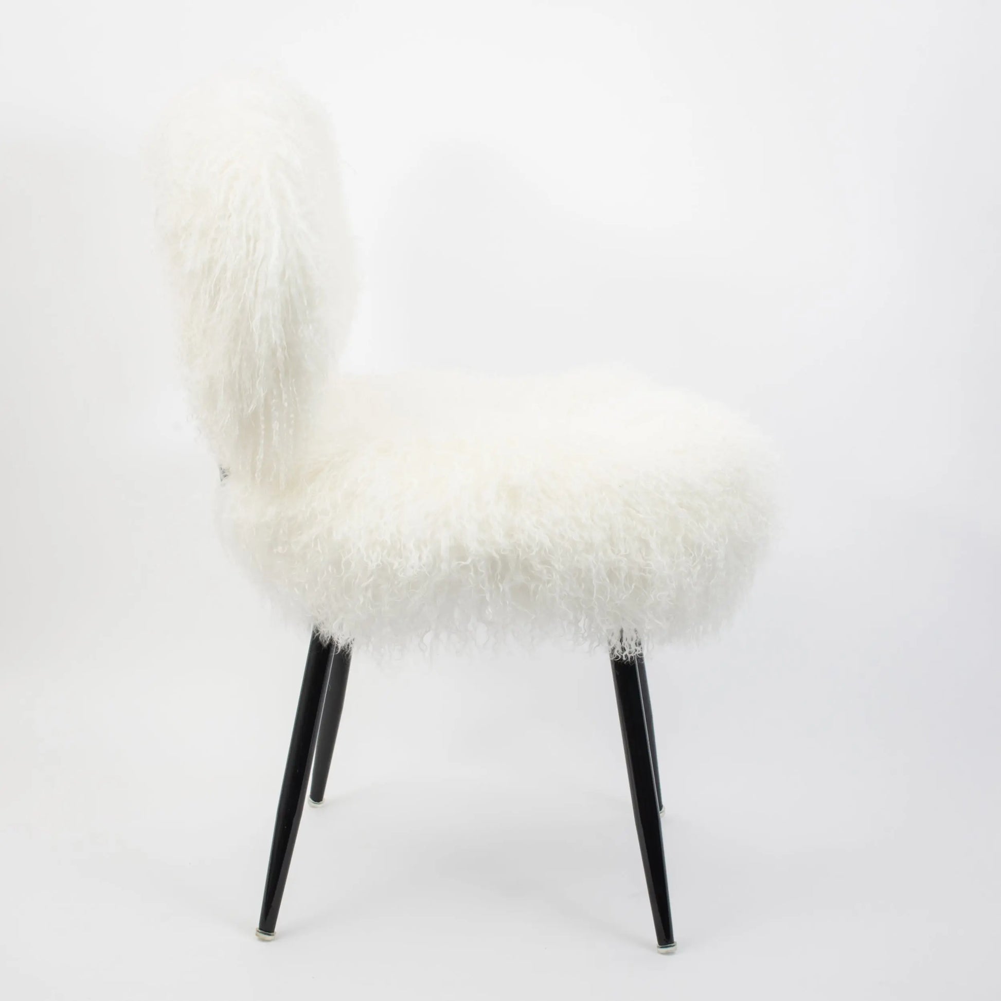 Shag Mohair Accent Chair Off White - GigiandTom