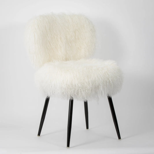 Shag Mohair Accent Chair Off White - GigiandTom