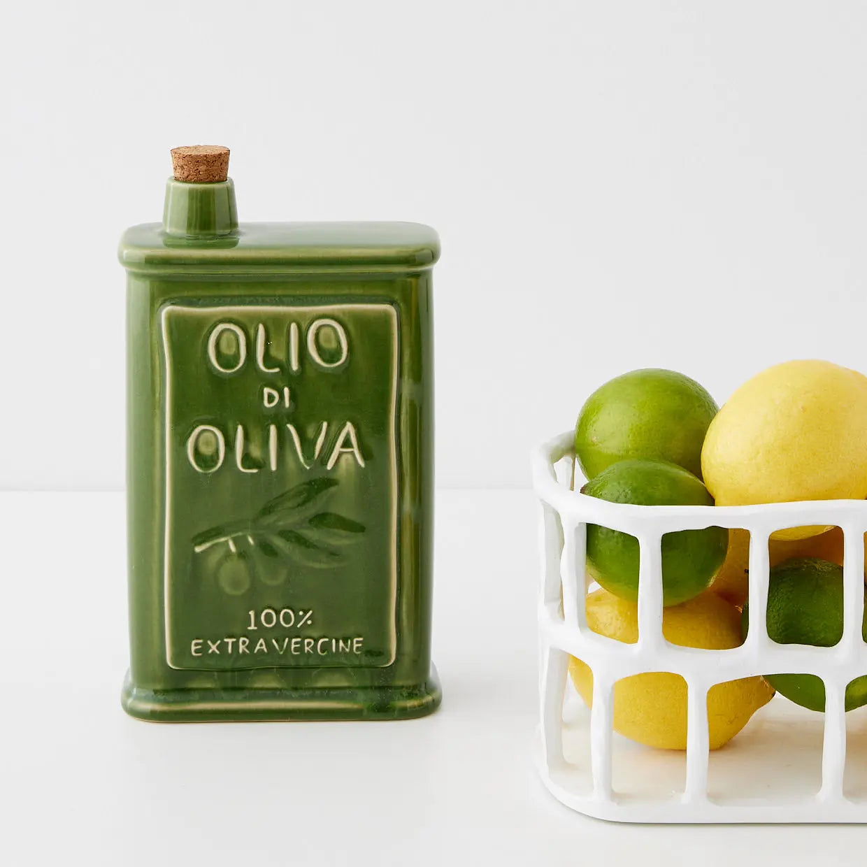 Sicilian Ceramic Olive Oil Bottle Green