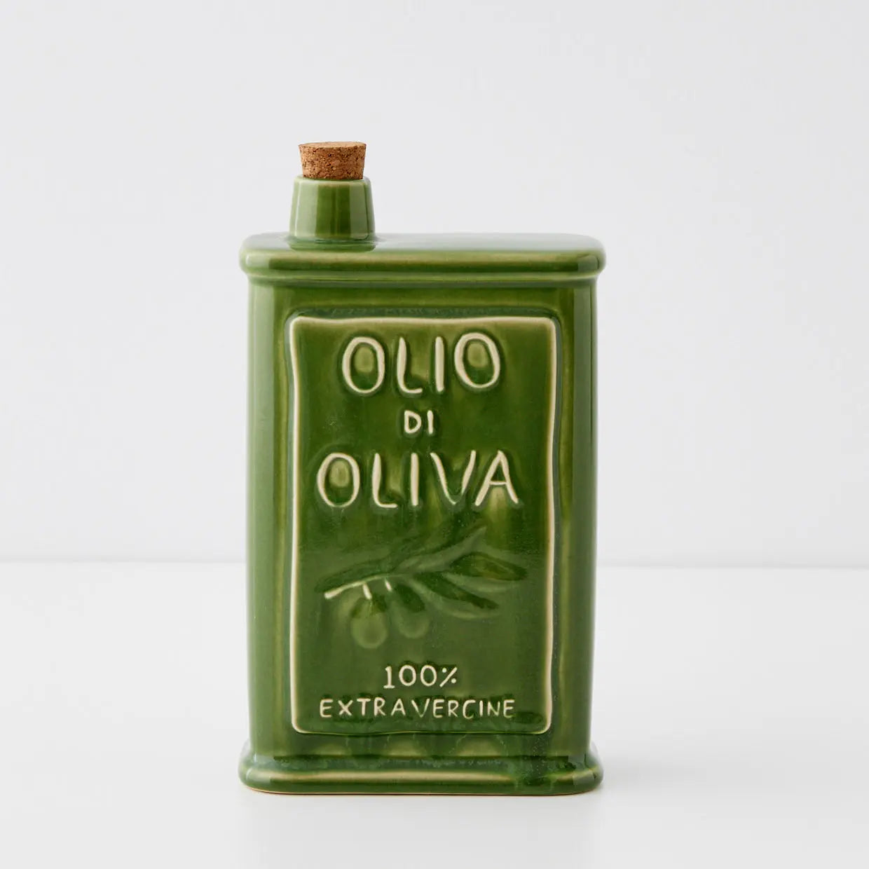 Sicilian Ceramic Olive Oil Bottle Green - GigiandTom