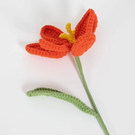 Springtime Hand Knitted Crochet Flower Red - GigiandTom