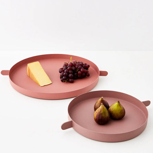 Stackable Metal Serving Tray Set of 2 Dusty Pink - GigiandTom