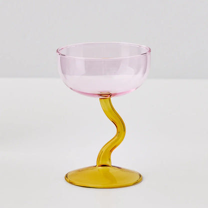 Swirl Stem Cocktail Glass Pink/Amber - GigiandTom