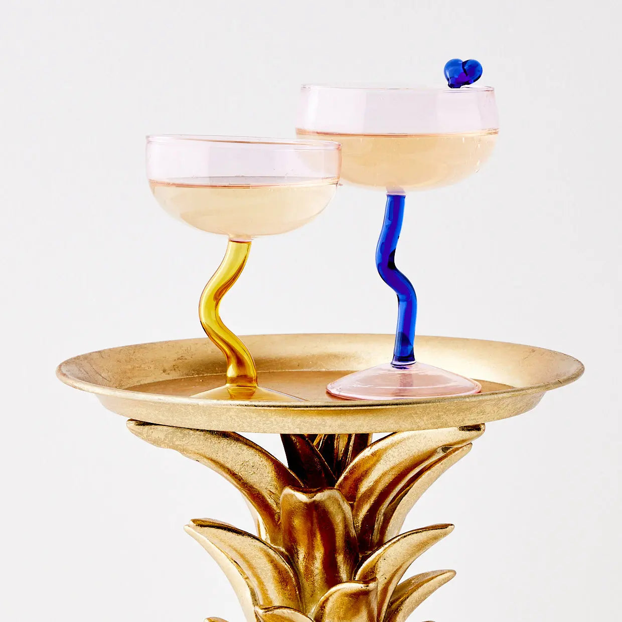 Swirl Stem Cocktail Glass Pink/Amber - GigiandTom