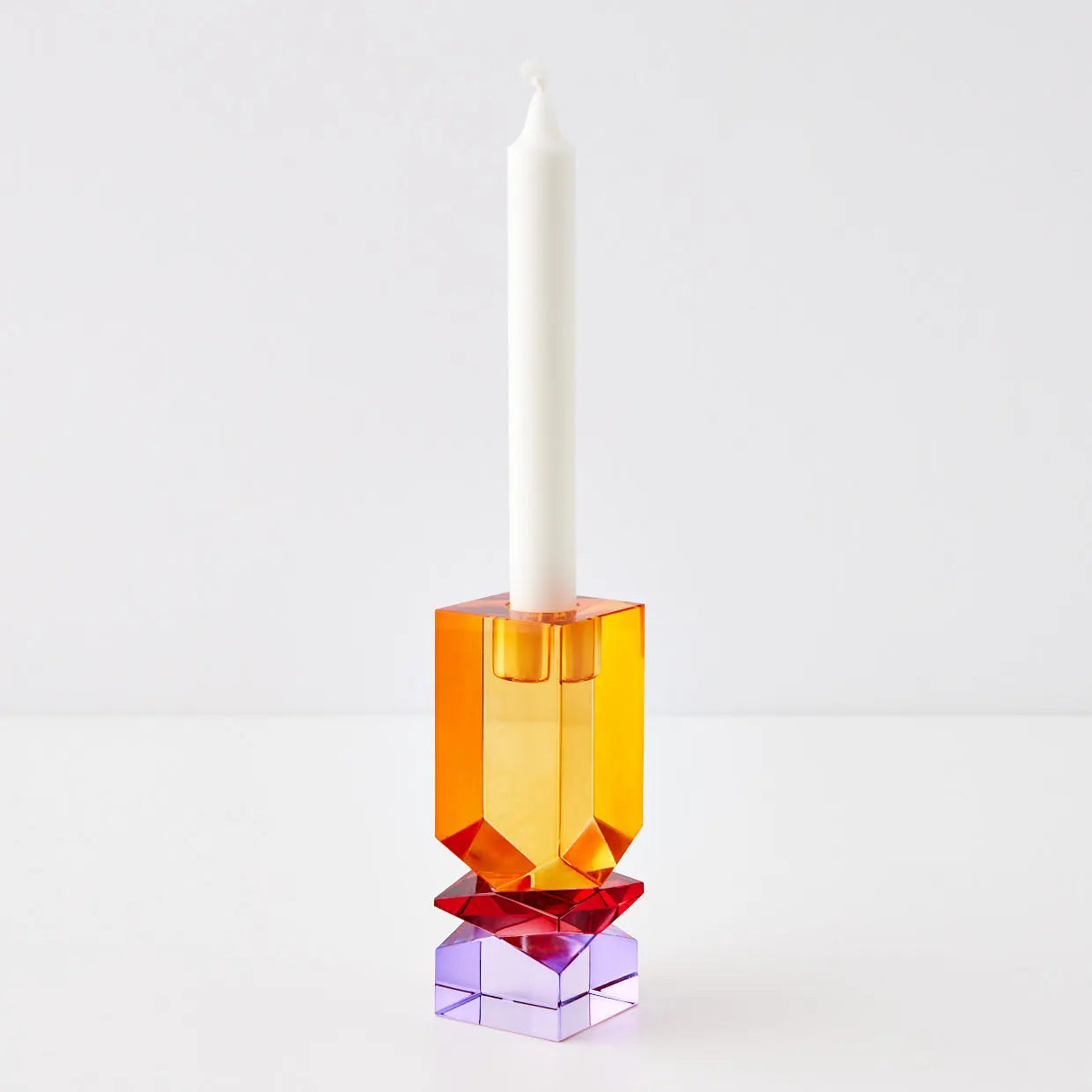 Technicolour Crystal Taper Candle Holder Amber Purple - GigiandTom