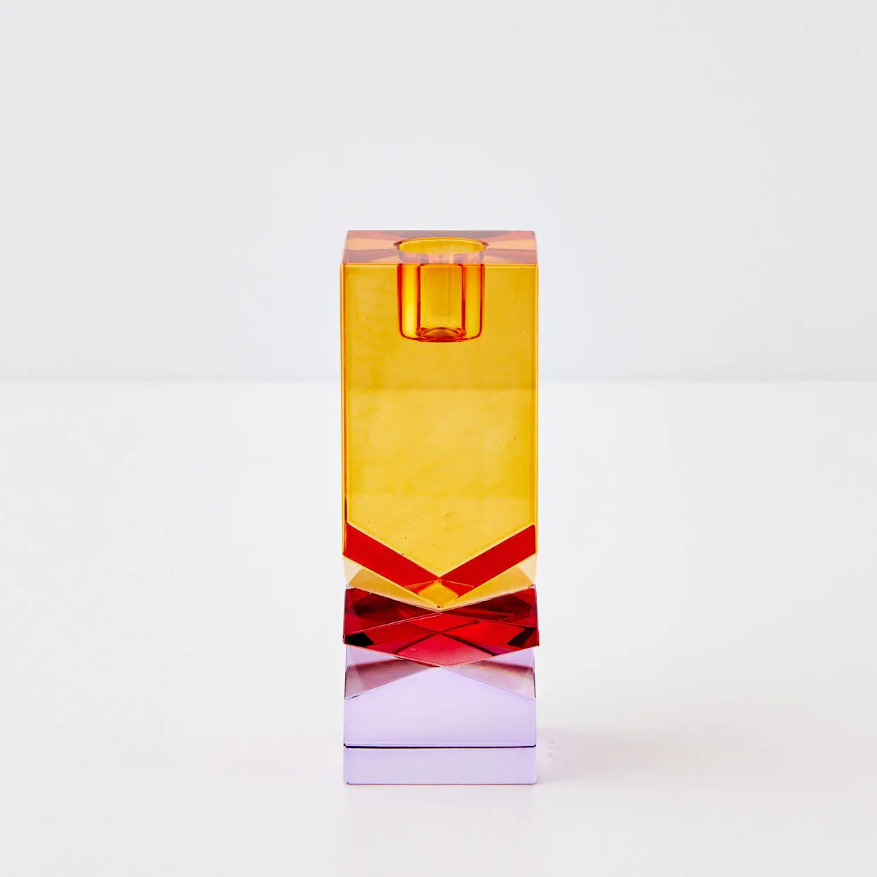 Technicolour Crystal Taper Candle Holder Amber Purple - GigiandTom