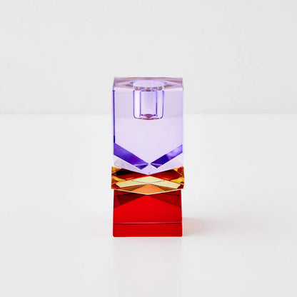 Technicolour Crystal Taper Candle Holder Purple Red - GigiandTom