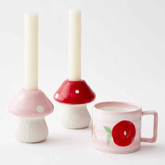 Teeny Toadstool Ceramic Candle Holder Pink - GigiandTom