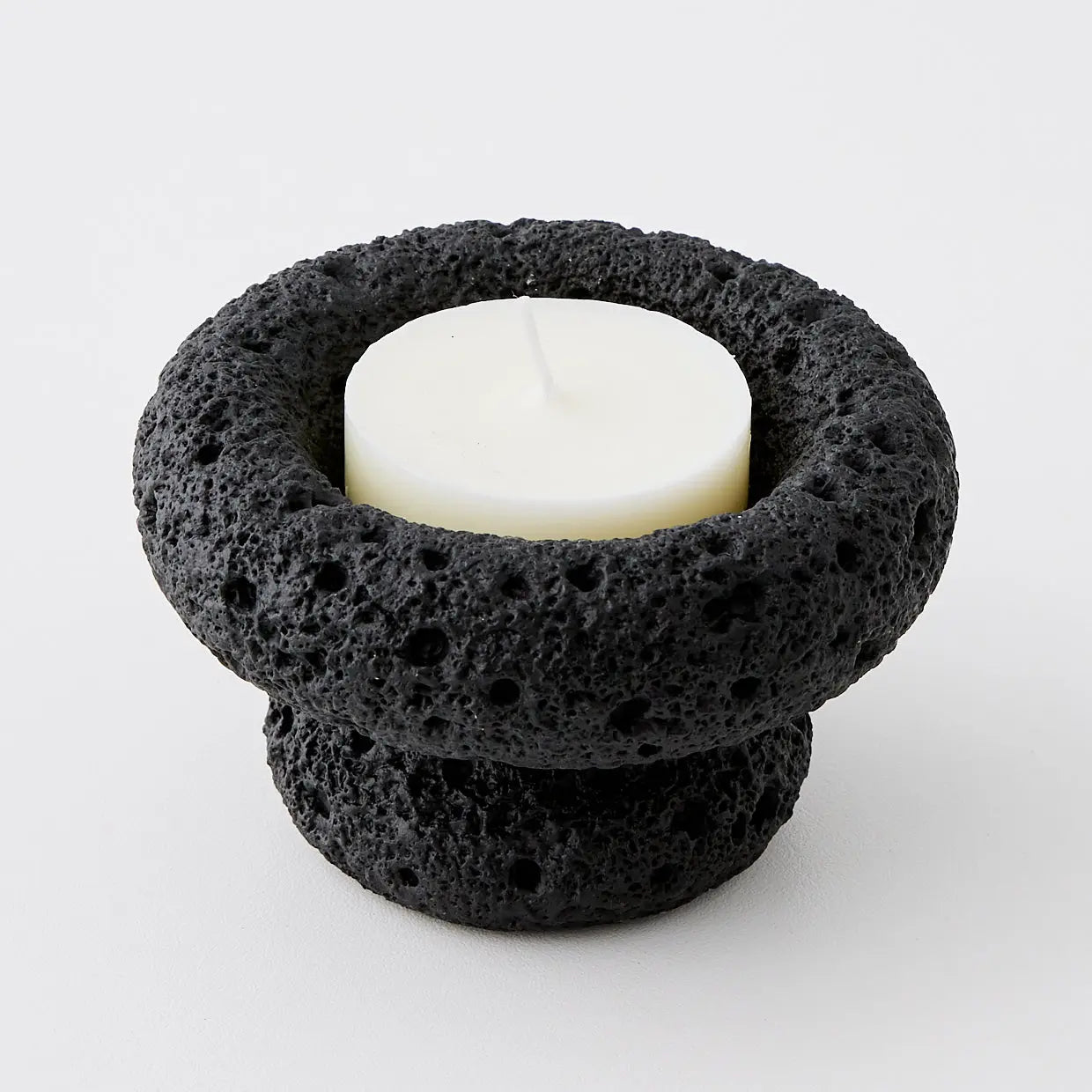 Textured Cement Candle Holder Black - GigiandTom