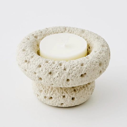 Textured Cement Candle Holder Natural - GigiandTom