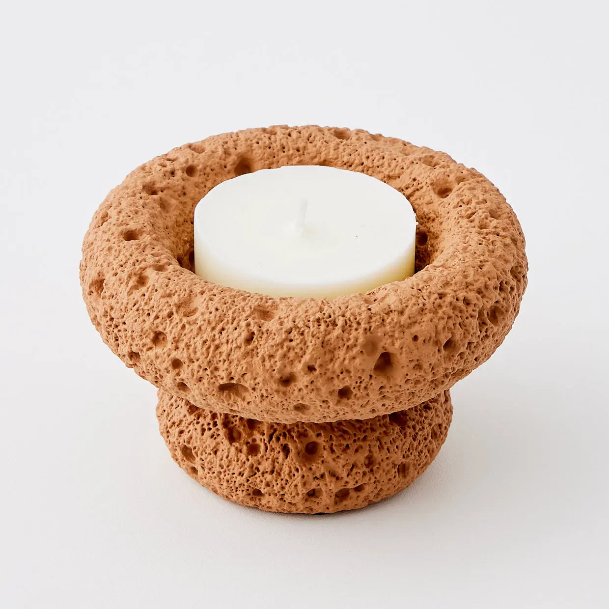 Textured Cement Candle Holder Terracotta - GigiandTom