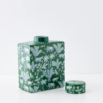 Tropique Rectangular Ceramic Canister Green - GigiandTom