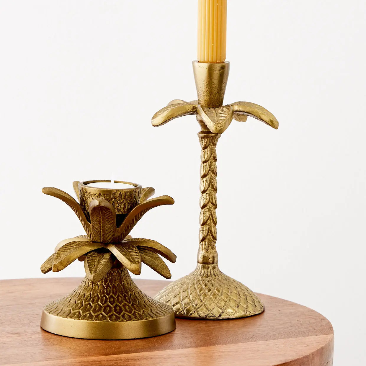 Tulum Tall Metal Taper Candle Holder Gold - GigiandTom