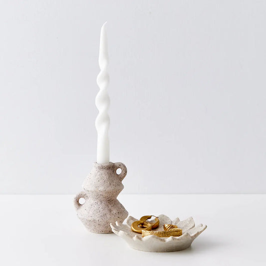 Tuscan Ceramic Candle Holder Beige - GigiandTom