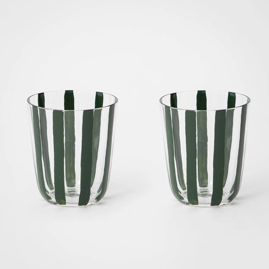 Vertigo Glass Tumbler Set of 2 Green - GigiandTom