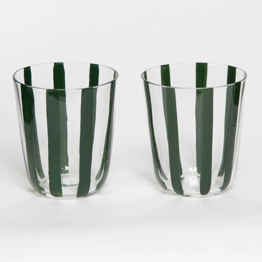 Vertigo Glass Tumbler Set of 2 Green - GigiandTom