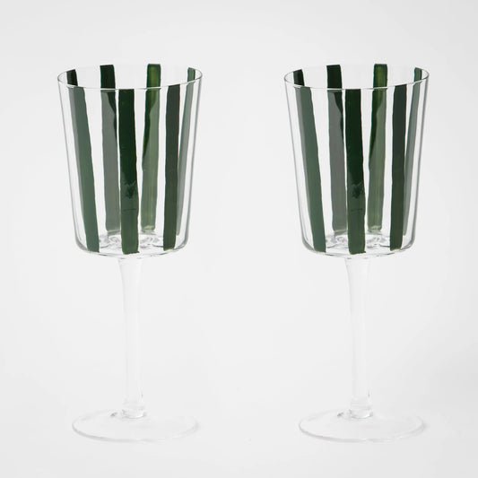 Vertigo Wine Glass Set of 2 Green - GigiandTom