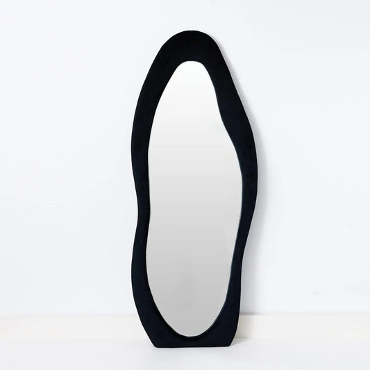 Wavy Full Length Glass Mirror Black - GigiandTom