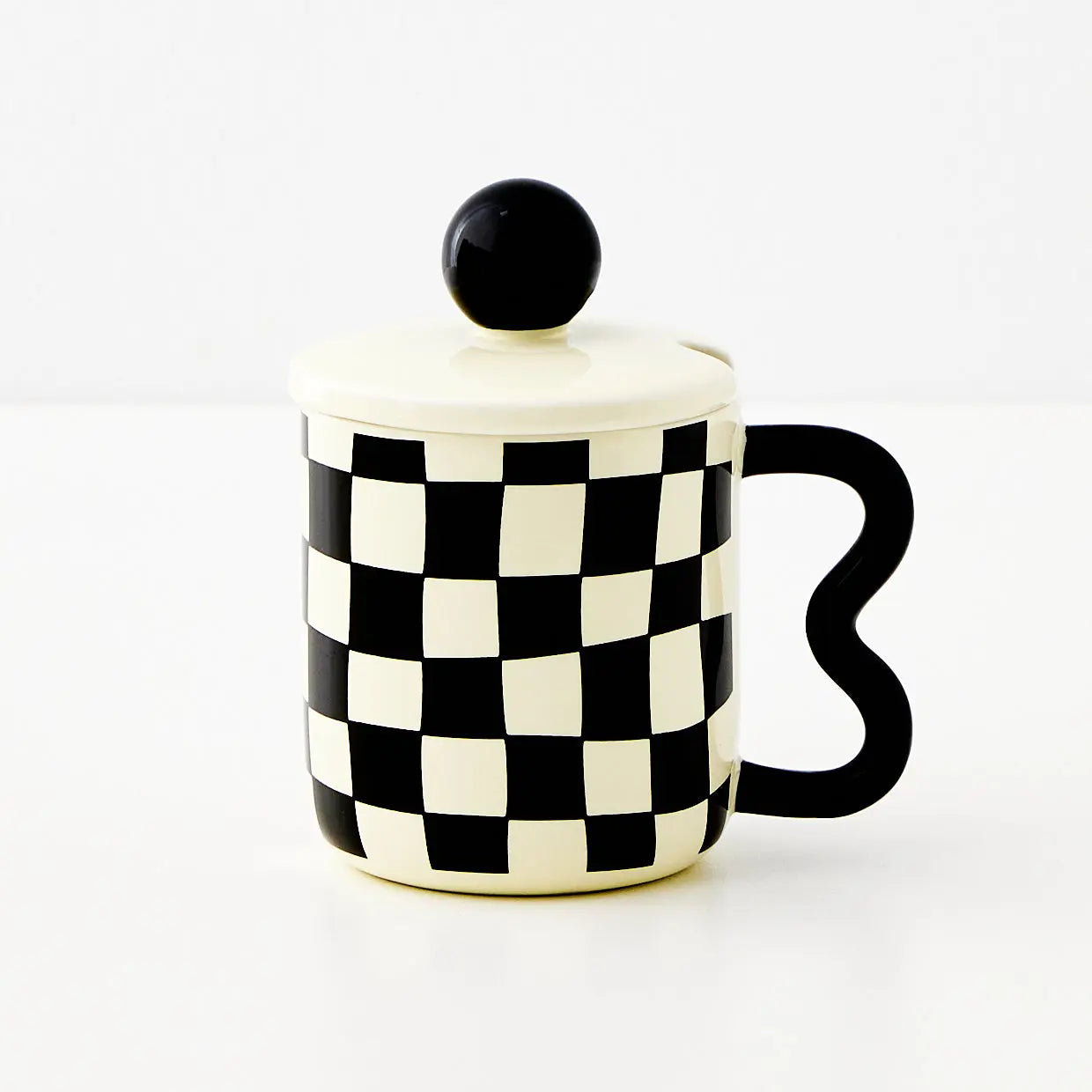 Check Ceramic Mug Black/White - GigiandTom