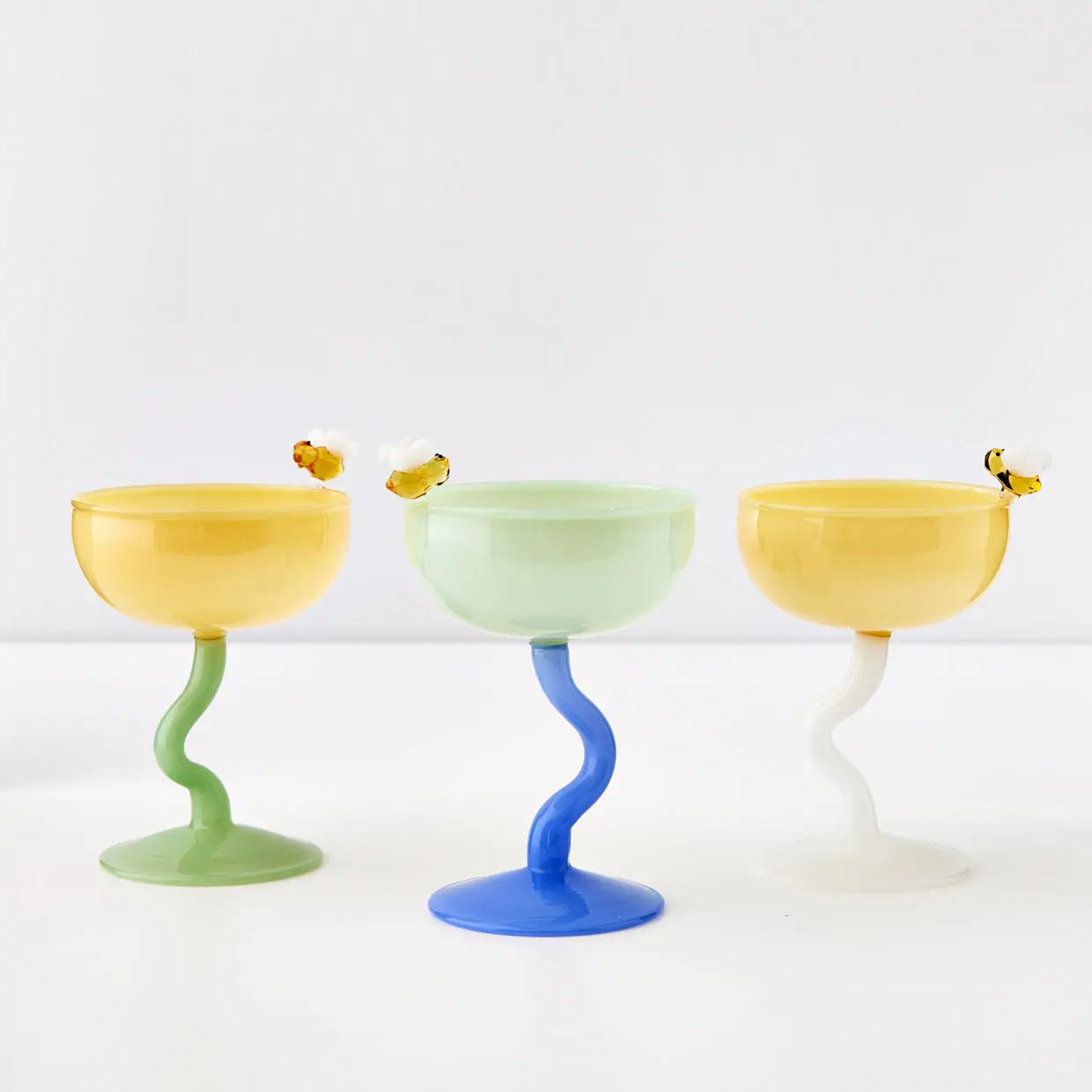 Bumble Cocktail Glass Yellow/White - GigiandTom