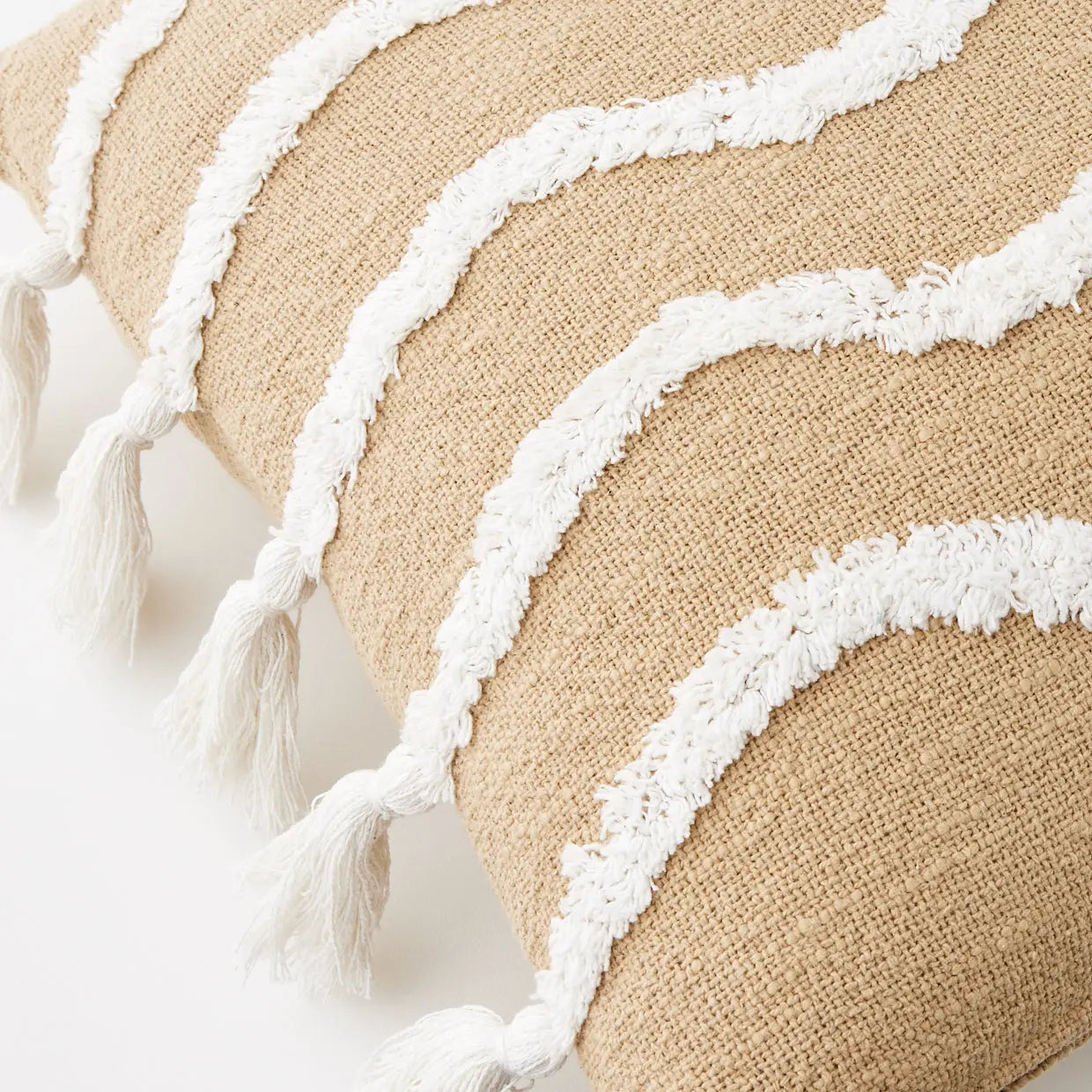 Newport Cotton Cushion with Insert Natural/White - GigiandTom