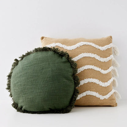Newport Cotton Cushion with Insert Natural/White - GigiandTom