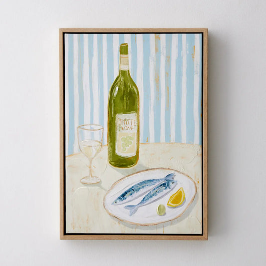 White Wine Framed Canvas Oil Painting - GigiandTom