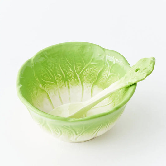 Cabbage Ceramic Bowl and Spoon - GigiandTom