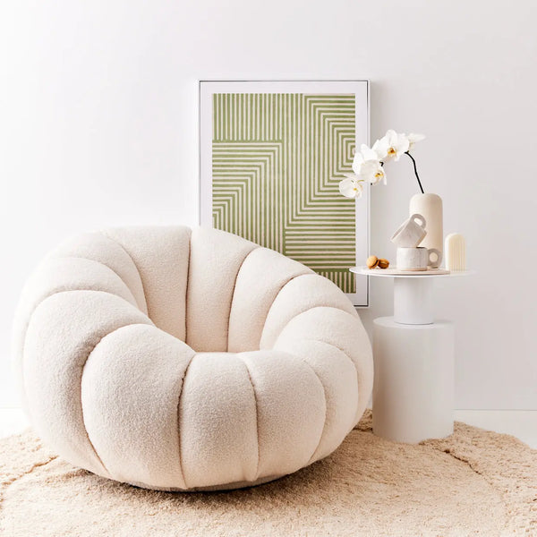 Pumpkin Accent Chair White Boucle - GIGI&TOM – GigiandTom